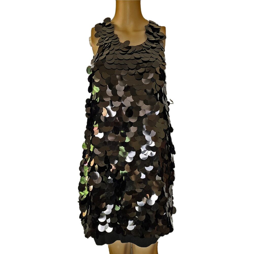 Kenneth Cole Black Paillette Large Disc Sequin Mini Cocktail Dress - Small NWT